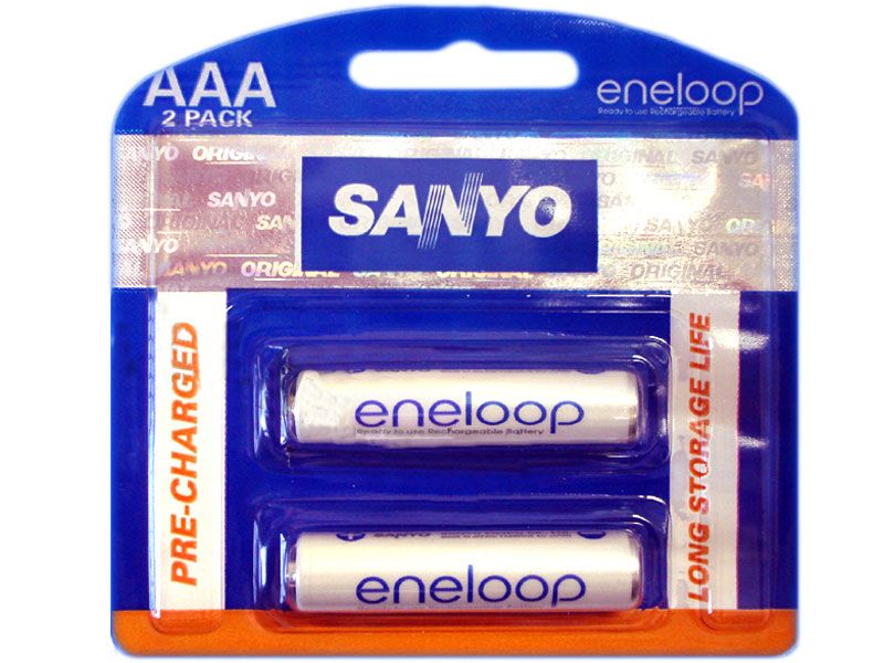 Sanyo Eneloop AAA Ni-MH Rechargeable Battery, Retail 2pack