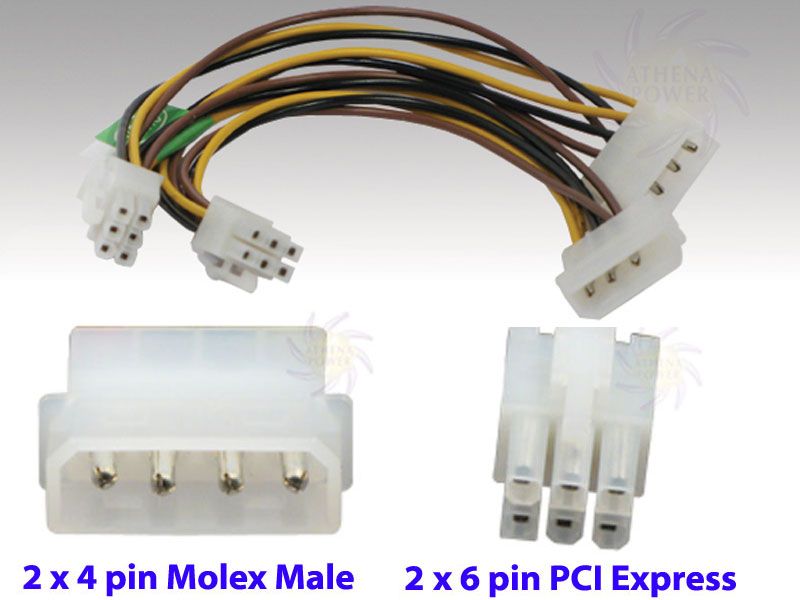 PCI Express 6 Pin to 2 x 4 Pin Molex 