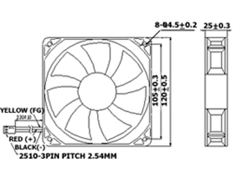 fodspor Snestorm logik Thermaltake A1280 120mm x 25mm Case Fan, Retail