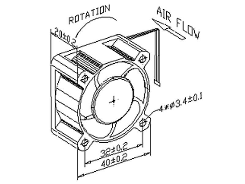 [FA40TM2BH3] Top Motor Fan 40mm x 20mm Double Ball Bearing High RPM 3 pin