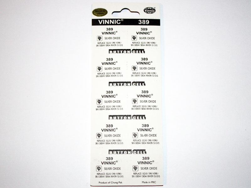 [BASOVI389] Vinnic 389 Silver Oxide Battery IEC SR1131, Single Battery