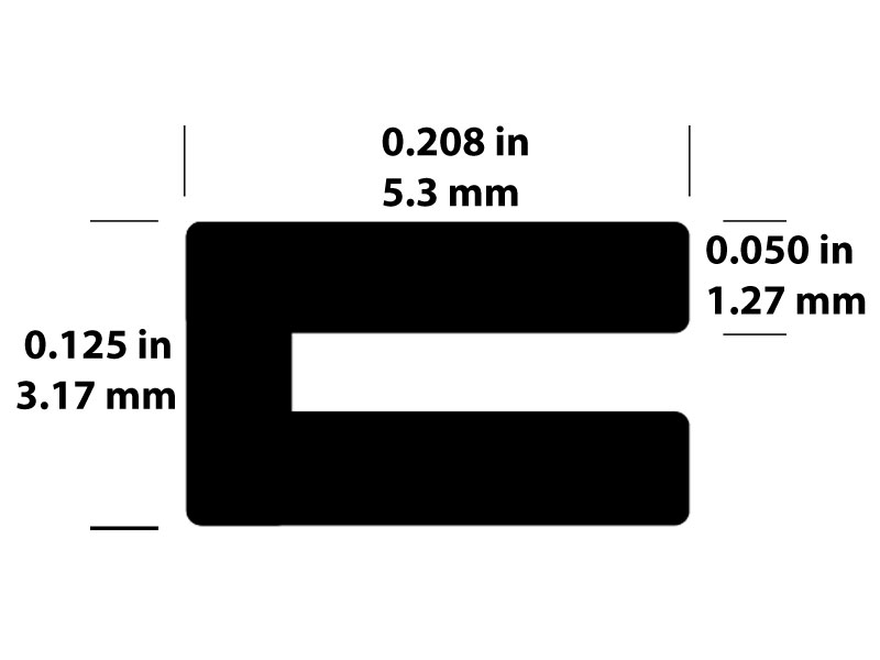 [CACM01CSM] U or C-Strip Rubber Window / Fan Molding, Priced Per Foot