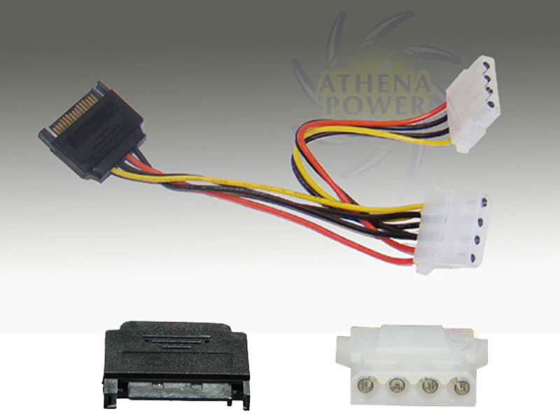 [CBPOATSAM2] SATA 15pin - 2x IDE Molex 4pin Power Converter Cable Adapter