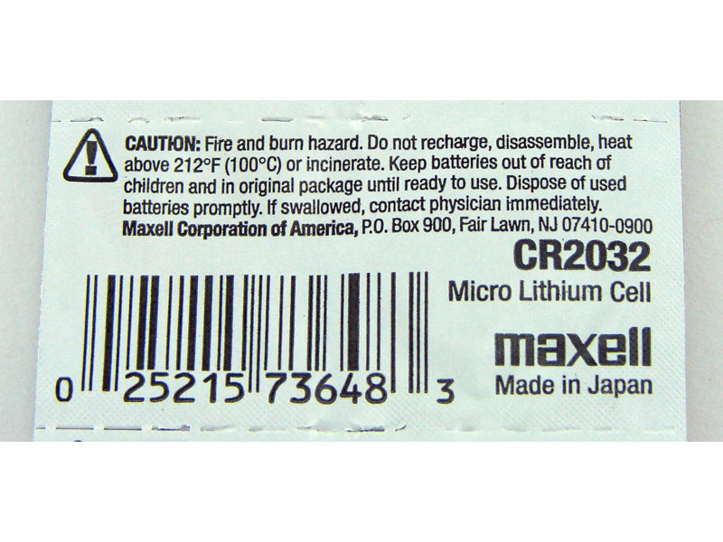 Maxell CR2032 3V Lithium Coin Battery Blister Pack Single Cell