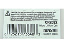 Maxell CR2032 3V Lithium Coin Battery Blister Pack Single Cell