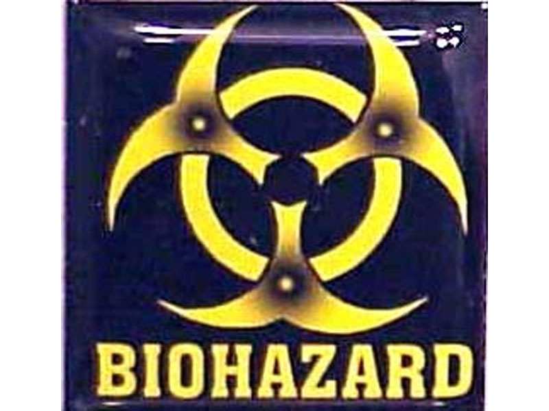 [CABANTBH2] Case Badge, Biohazard 2 - Yellow on Black