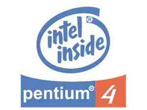 [CABANTP4W] Case Badge, Intel Pentium 4 - White Background