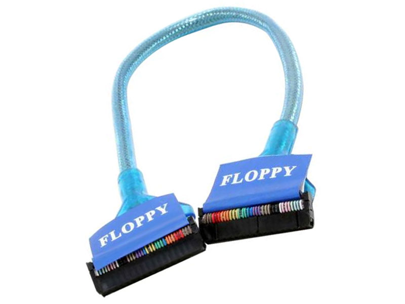 UV Reactive Blue Translucent Silver Braid 18in Floppy Cable