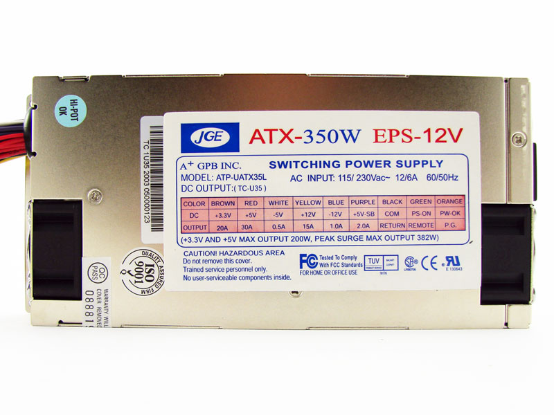 [PSSEAT1U35] Athena 1U IPC Low-Profile 350Watt Power ATX EPS 20 24 pin