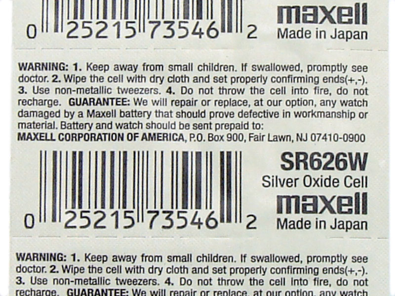 Maxell 376 SR626W 1.55V Silver Oxide Micro Coin Battery 1PC