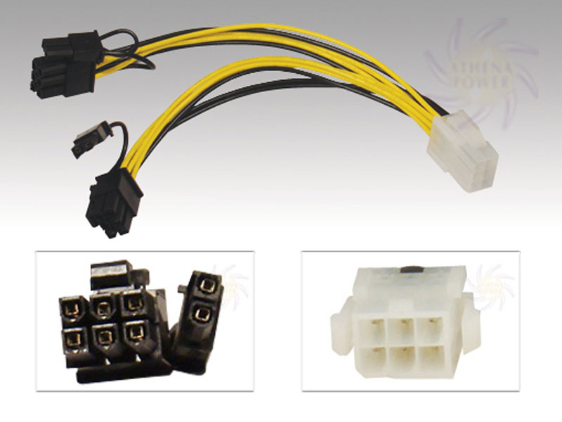 [CBPOATYPCIE628] Athena Power CABLE-YPCIE628 PCI-E Y Split to Two 2.0 8 (6 2)