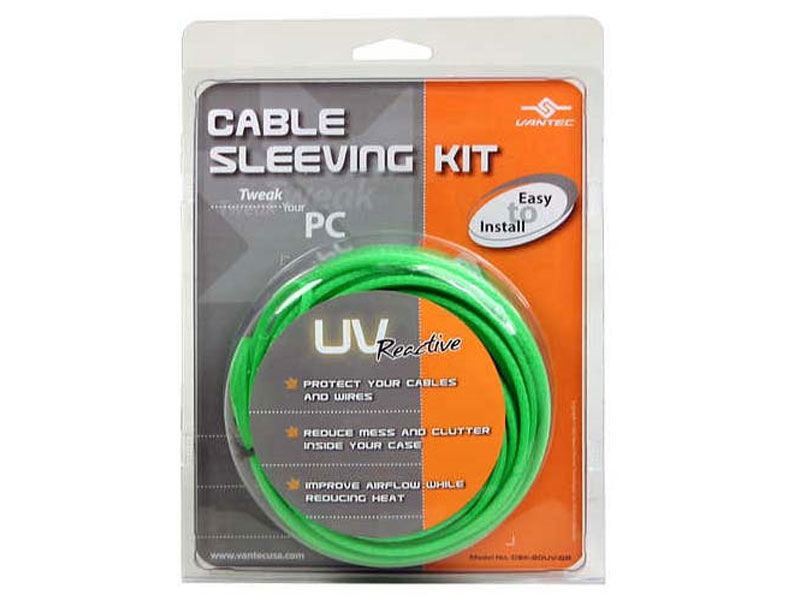 [CBMIVASKGN] Vantec CSK-80UV-GR Cable Sleeving Kit, GREEN UV