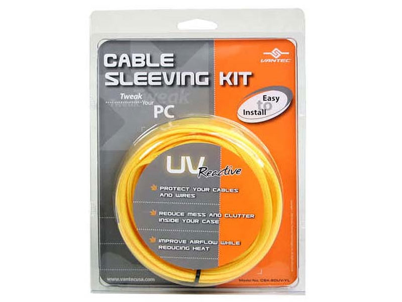 Vantec CSK-80UV-YL Cable Sleeving Kit, YELLOW UV