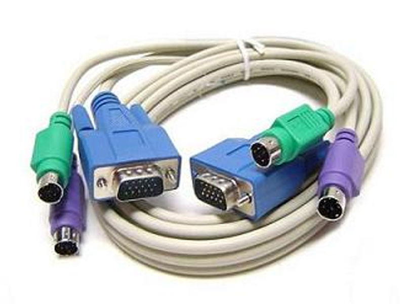 [CBKV0115MM] 15 foot KVM Cable PS/2 x 2 and HDB15 Dual Ferrite M-M