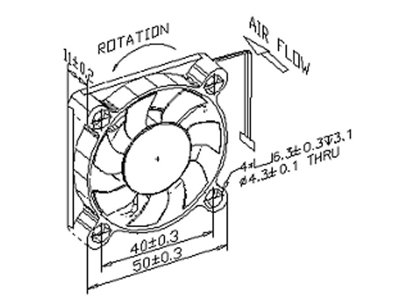 [FA50TMBM3G] Top Motor Fan DF125010BM-3G 50mm x 10mm 2 Ball Bearing Med RPM 3P RoHS