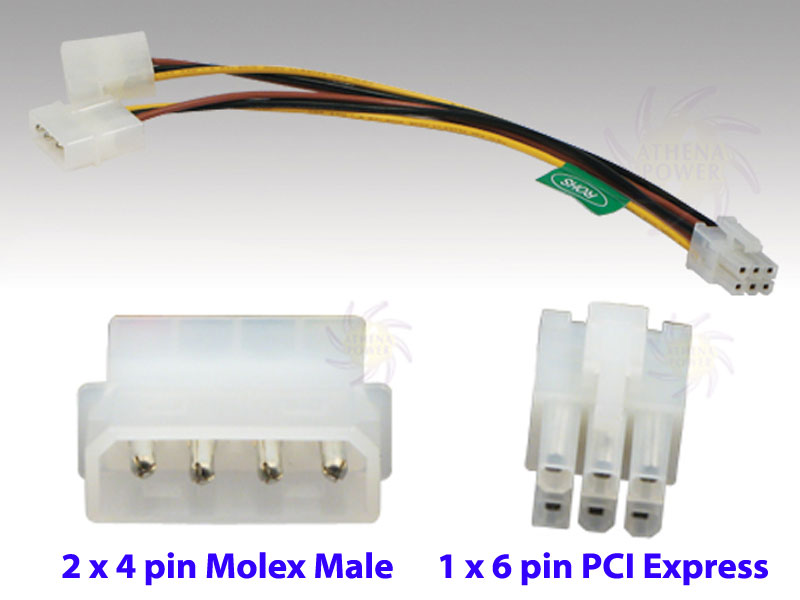 PCI EXPRESS Converter w/Ferrite 4Pin(HD MALE)x2 to 6Pin PCIE