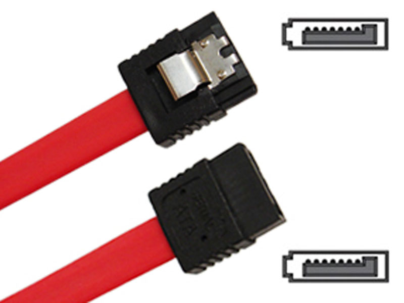 [CBSA0112RE] SATA II Cable w/ Lock Latch Straight to Straight 12 inch Red