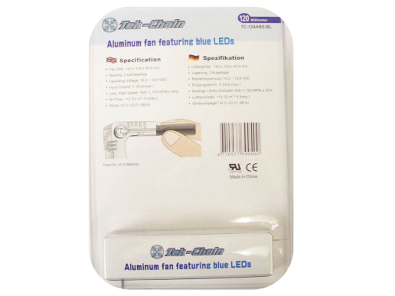 [FA12EMA] Tek-Chain 120mm Aluminum Fan w/ Blue LEDs & Adjustable Speed