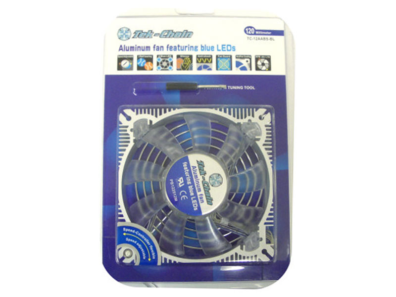 Tek-Chain 120mm Aluminum Fan w/ Blue LEDs & Adjustable Speed