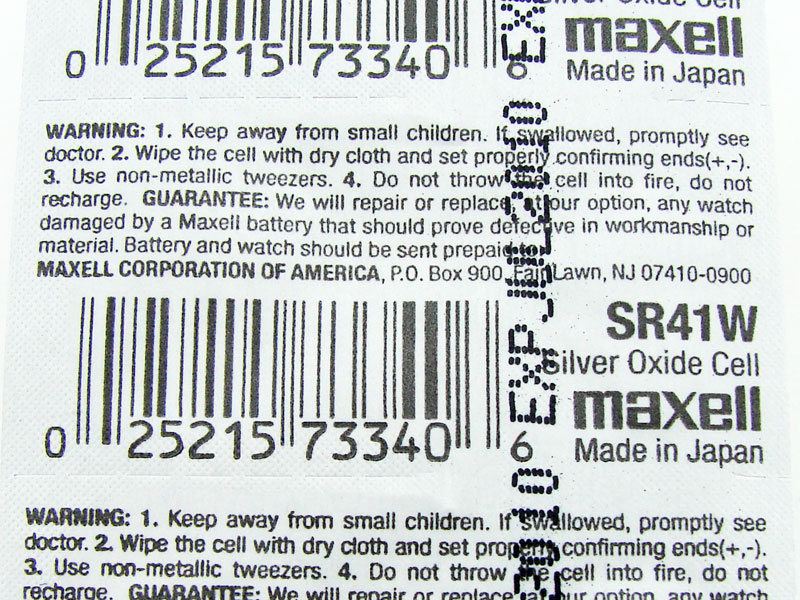 Maxell 392 SR41W 1.55V Silver Oxide Micro Coin Battery 1PC