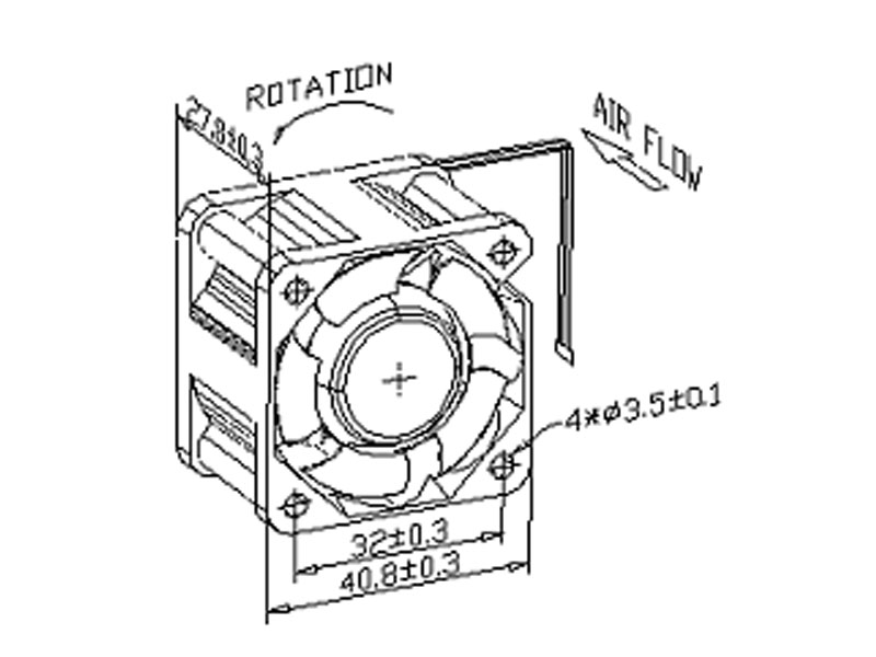 [FA40TM3BH3] Top Motor Fan 40mm x 28mm Double Ball Bearing High RPM 3 pin