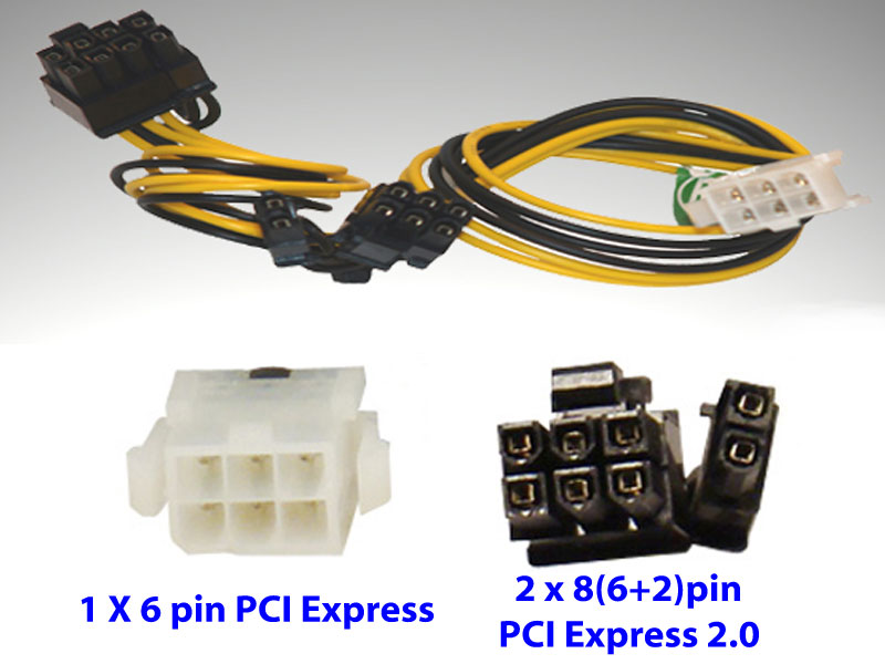 [CBPOATEPCIE] Athena Power CABLE-EPCIE1628 PCI-E 6-Pin to Dual 8(6 2) Pin
