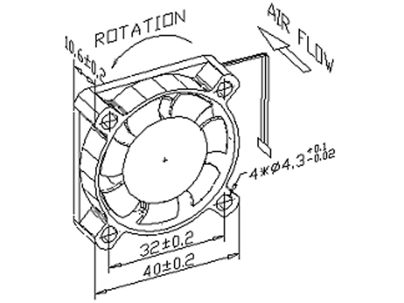 [FA40TMPM4] Top Motor Fan 40mm x 10mm Ball Bearing Medium RPM 4 pin