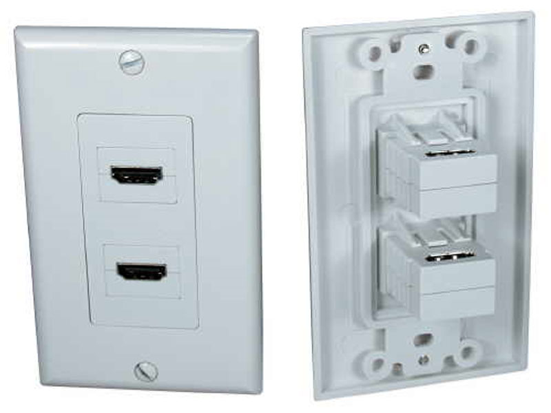 [CBHDQV2PWK] QVS Dual Port HDMI Wall Plate Kit FullHD 720p/1080p White
