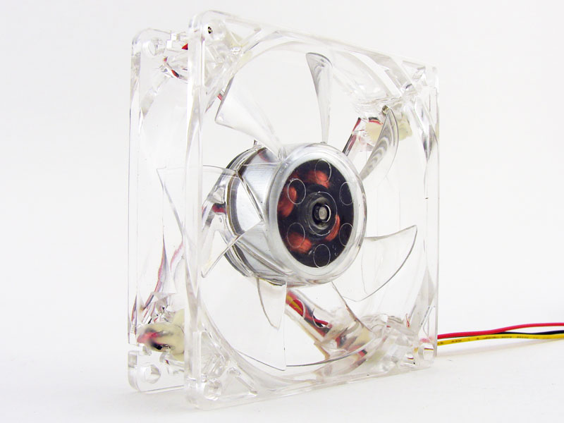Blue Quad LED 80mm Lighted Fan, 3pin / 4pin Combo Power