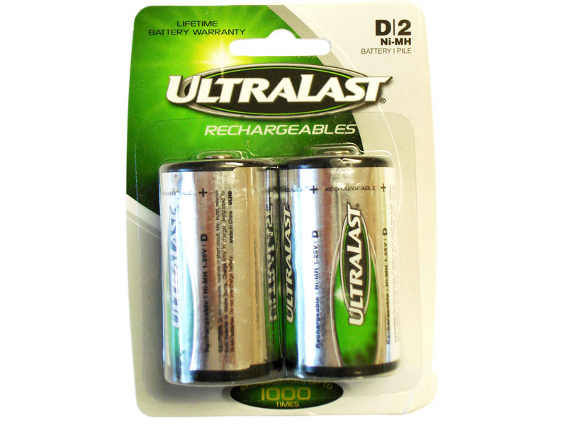 [BAREUL2D] Ultralast UL2D 2 pack size D NiMH Recharbeable Battery