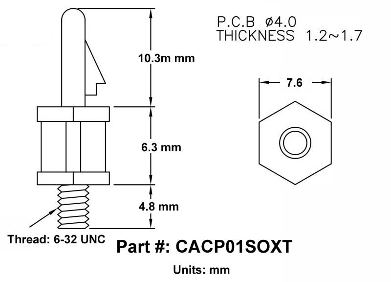 ATX Motherboard Standoff Support Spacer, Threaded 6-32