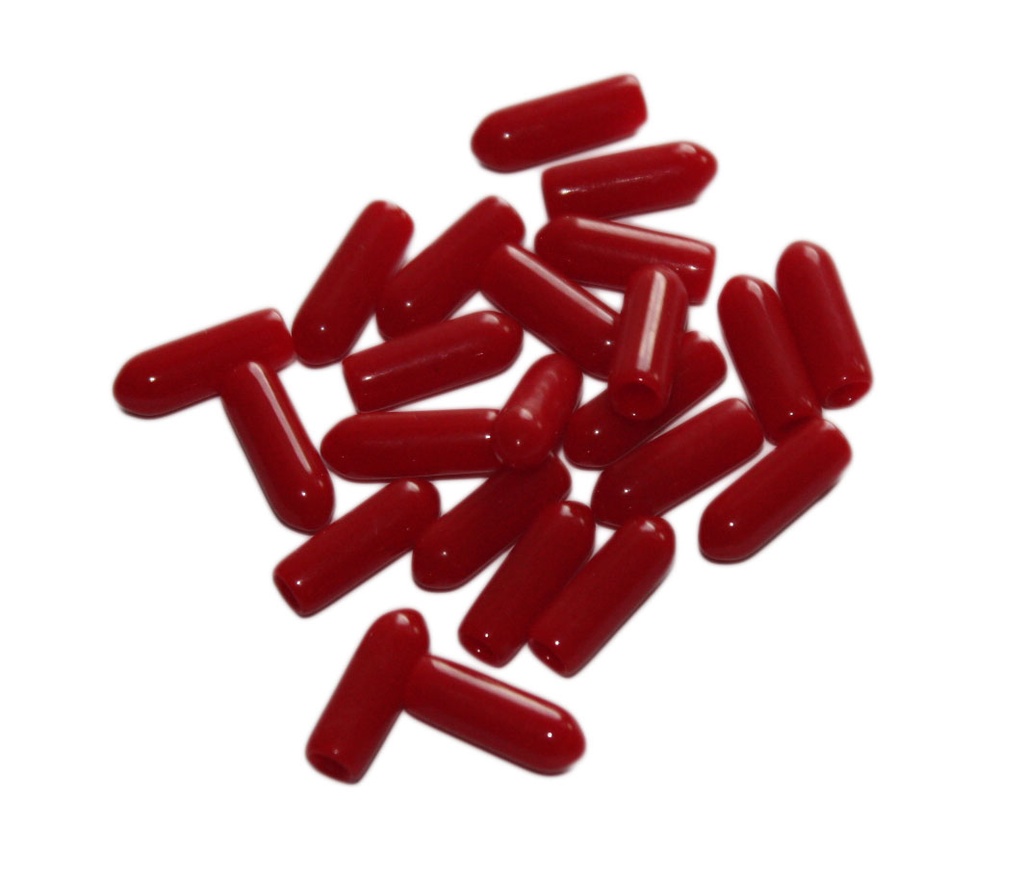 3.5mm Audio Male Cable End Cover Cap, Soft PVC, Red